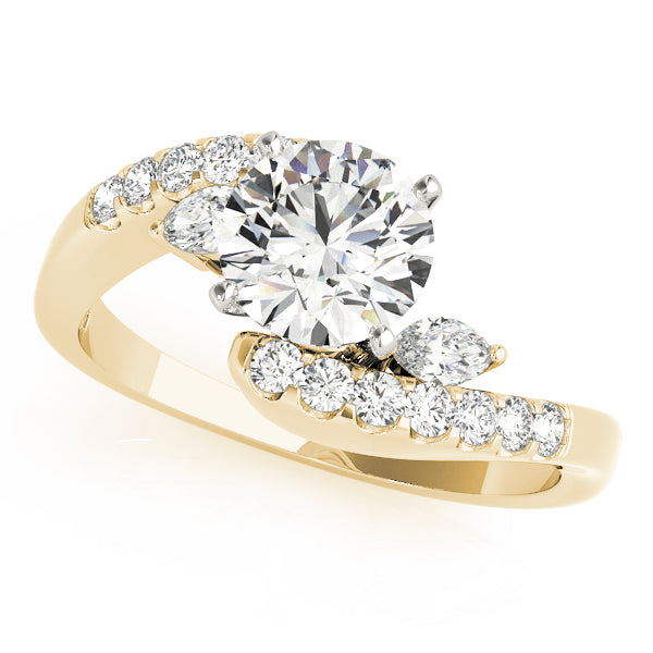 Crowned Fancy Shape Marquise Diamond Engagement Ring in 10K/14K gold and platinum with certified lab-grown or natural diamonds