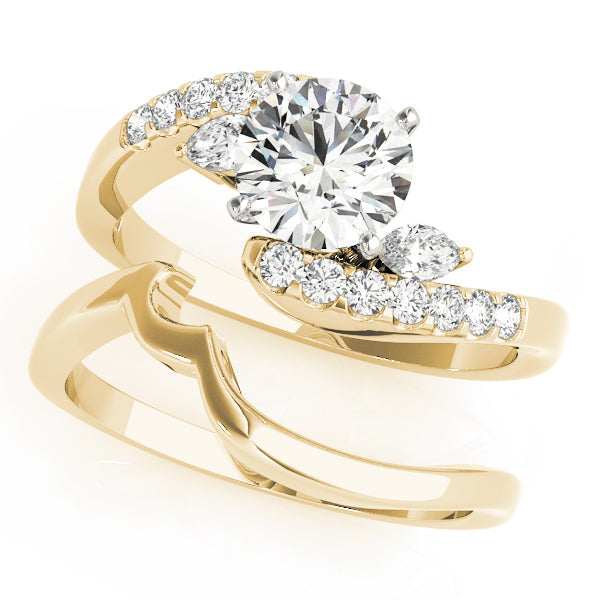 Crowned Fancy Shape Marquise Diamond Engagement Ring in 10K/14K gold and platinum with certified lab-grown or natural diamonds
