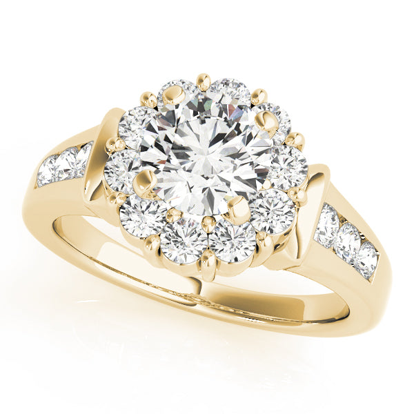 Graceful Halo Round Diamond Engagement Ring in 10K/14K gold and platinum with certified lab-grown or natural diamonds