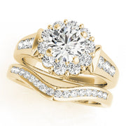 Graceful Halo Round Diamond Engagement Ring in 10K/14K gold and platinum with certified lab-grown or natural diamonds