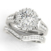Graceful Halo Round Diamond Engagement Ring in 10K/14K gold and platinum with certified lab-grown or natural diamonds