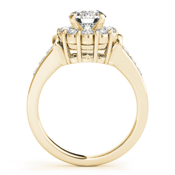 Graceful Halo Round Diamond Engagement Ring in 10K/14K gold and platinum with certified lab-grown or natural diamonds
