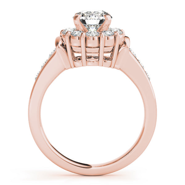 Graceful Halo Round Diamond Engagement Ring in 10K/14K gold and platinum with certified lab-grown or natural diamonds