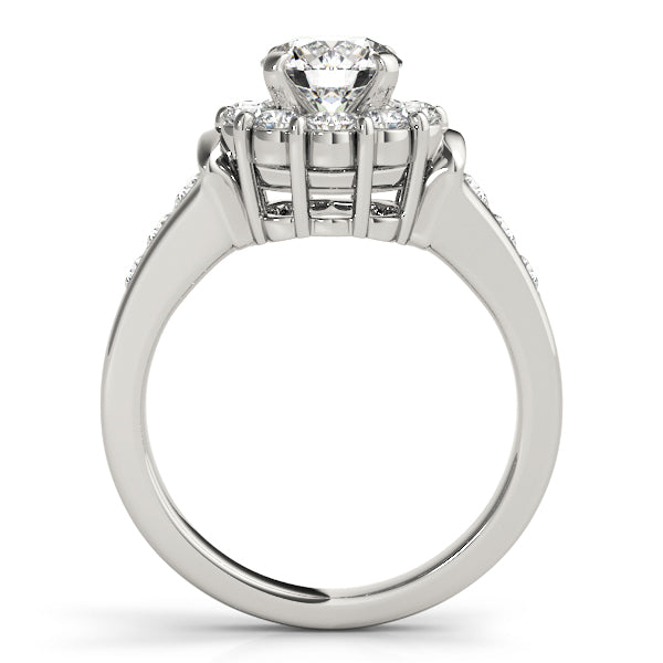 Graceful Halo Round Diamond Engagement Ring in 10K/14K gold and platinum with certified lab-grown or natural diamonds