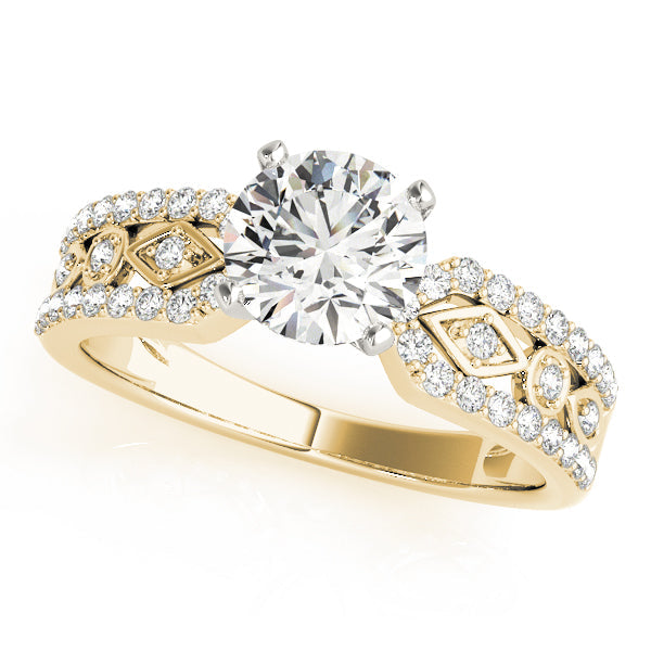 Splendid Multi-Row Round Diamond Engagement Ring in 10K/14K gold and platinum with certified lab-grown or natural diamonds