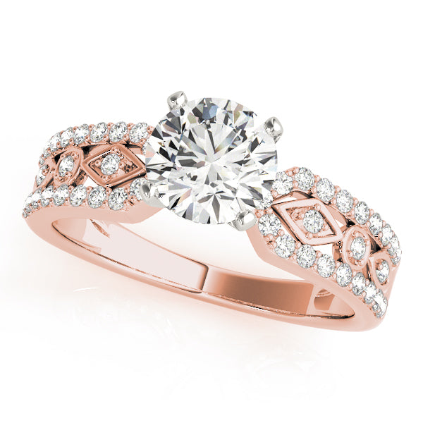 Splendid Multi-Row Round Diamond Engagement Ring in 10K/14K gold and platinum with certified lab-grown or natural diamonds