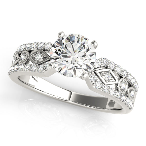 Splendid Multi-Row Round Diamond Engagement Ring in 10K/14K gold and platinum with certified lab-grown or natural diamonds