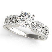 Splendid Multi-Row Round Diamond Engagement Ring in 10K/14K gold and platinum with certified lab-grown or natural diamonds