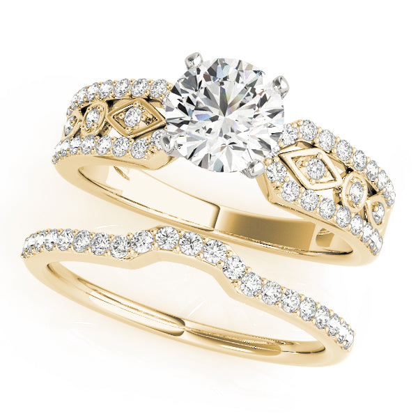 Splendid Multi-Row Round Diamond Engagement Ring in 10K/14K gold and platinum with certified lab-grown or natural diamonds