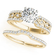 Splendid Multi-Row Round Diamond Engagement Ring in 10K/14K gold and platinum with certified lab-grown or natural diamonds