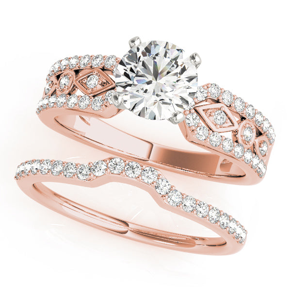 Splendid Multi-Row Round Diamond Engagement Ring in 10K/14K gold and platinum with certified lab-grown or natural diamonds
