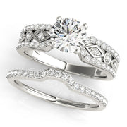 Splendid Multi-Row Round Diamond Engagement Ring in 10K/14K gold and platinum with certified lab-grown or natural diamonds