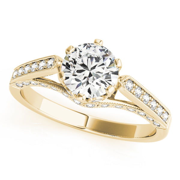Enchanted Prong-Set Round Diamond Engagement Ring in 10K/14K gold and platinum with certified lab-grown or natural diamonds