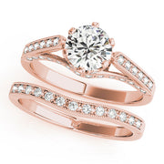 Enchanted Prong-Set Round Diamond Engagement Ring in 10K/14K gold and platinum with certified lab-grown or natural diamonds