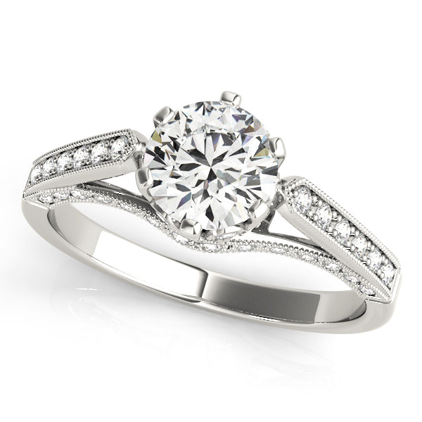 Enchanted Prong-Set Round Diamond Engagement Ring in 10K/14K gold and platinum with certified lab-grown or natural diamonds