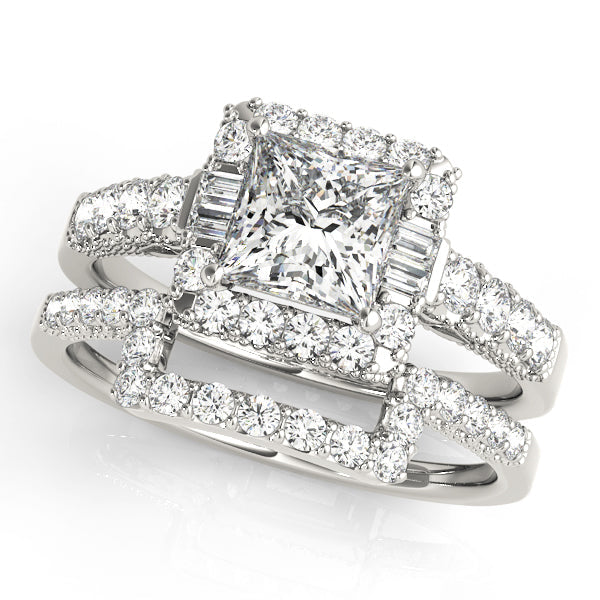 Pristine Halo Princess Diamond Engagement Ring in 10K/14K gold and platinum with certified lab-grown or natural diamonds