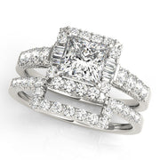 Pristine Halo Princess Diamond Engagement Ring in 10K/14K gold and platinum with certified lab-grown or natural diamonds