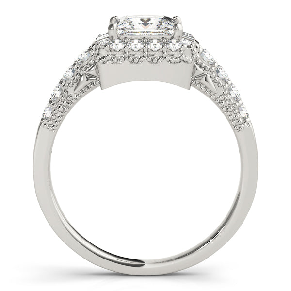 Pristine Halo Princess Diamond Engagement Ring in 10K/14K gold and platinum with certified lab-grown or natural diamonds
