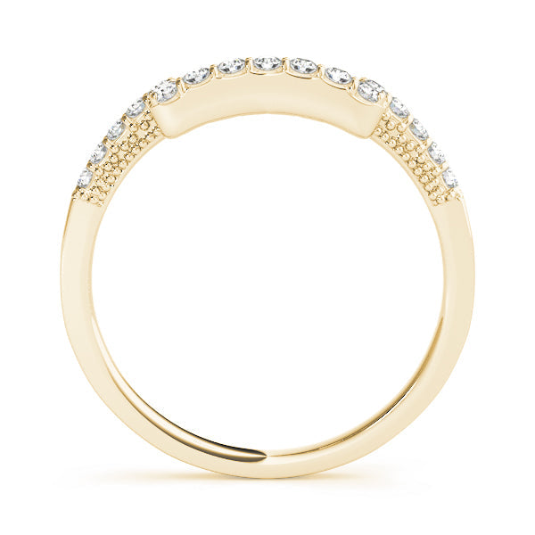 Shared Prong Curved Half Eternity Ring in Gold & Platinum