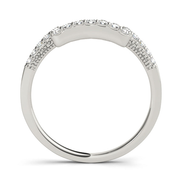 Shared Prong Curved Half Eternity Ring in Gold & Platinum