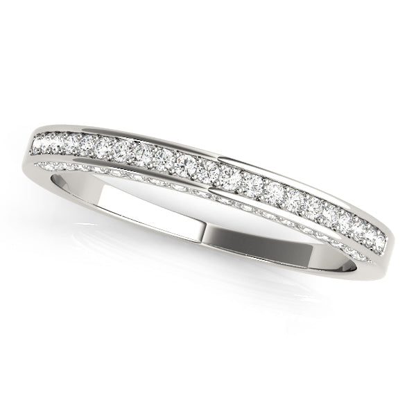Multirow Prong in Channel Half Eternity Ring in Gold & Platinum