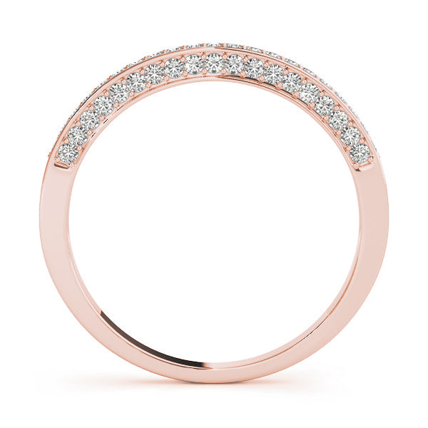 Multirow Prong in Channel Half Eternity Ring in Gold & Platinum