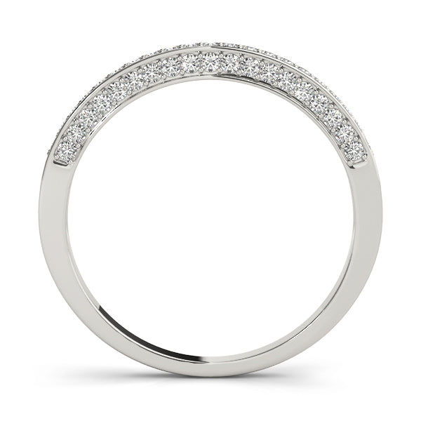 Multirow Prong in Channel Half Eternity Ring in Gold & Platinum
