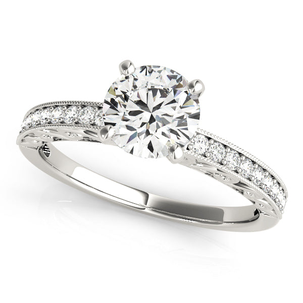 Cherished Antique Round Diamond Engagement Ring in 10K/14K gold and platinum with certified lab-grown or natural diamonds