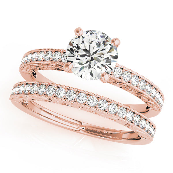 Cherished Antique Round Diamond Engagement Ring in 10K/14K gold and platinum with certified lab-grown or natural diamonds
