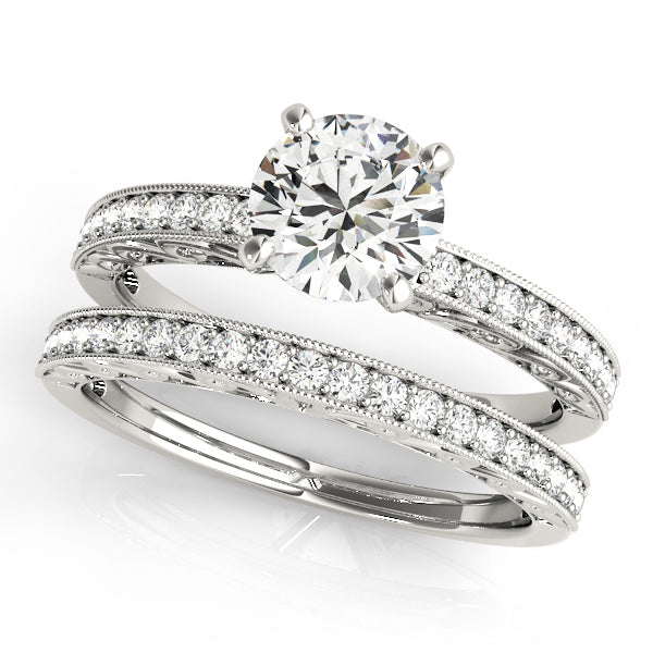 Cherished Antique Round Diamond Engagement Ring in 10K/14K gold and platinum with certified lab-grown or natural diamonds
