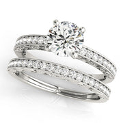 Cherished Antique Round Diamond Engagement Ring in 10K/14K gold and platinum with certified lab-grown or natural diamonds