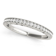 Single Row Milgrain Engraved Filigree Half Eternity Ring in Gold & Platinum