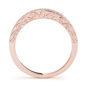 Single Row Milgrain Engraved Filigree Half Eternity Ring in Gold & Platinum