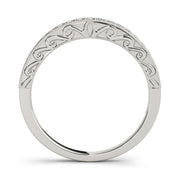 Single Row Milgrain Engraved Filigree Half Eternity Ring in Gold & Platinum