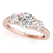 Classic Three-Stone Round Diamond Engagement Ring in 10K/14K gold and platinum with certified lab-grown or natural diamonds