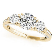 Classic Three-Stone Round Diamond Engagement Ring in 10K/14K gold and platinum with certified lab-grown or natural diamonds