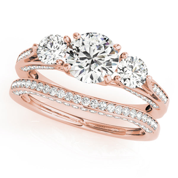 Classic Three-Stone Round Diamond Engagement Ring in 10K/14K gold and platinum with certified lab-grown or natural diamonds