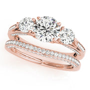 Classic Three-Stone Round Diamond Engagement Ring in 10K/14K gold and platinum with certified lab-grown or natural diamonds