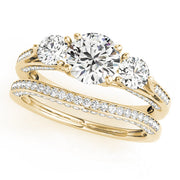 Classic Three-Stone Round Diamond Engagement Ring in 10K/14K gold and platinum with certified lab-grown or natural diamonds