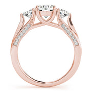 Classic Three-Stone Round Diamond Engagement Ring in 10K/14K gold and platinum with certified lab-grown or natural diamonds
