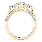 Classic Three-Stone Round Diamond Engagement Ring in 10K/14K gold and platinum with certified lab-grown or natural diamonds