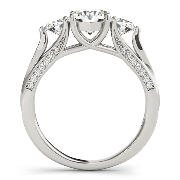 Classic Three-Stone Round Diamond Engagement Ring in 10K/14K gold and platinum with certified lab-grown or natural diamonds