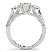 Classic Three-Stone Round Diamond Engagement Ring in 10K/14K gold and platinum with certified lab-grown or natural diamonds