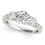 Classic Three-Stone Round Diamond Engagement Ring in 10K/14K gold and platinum with certified lab-grown or natural diamonds