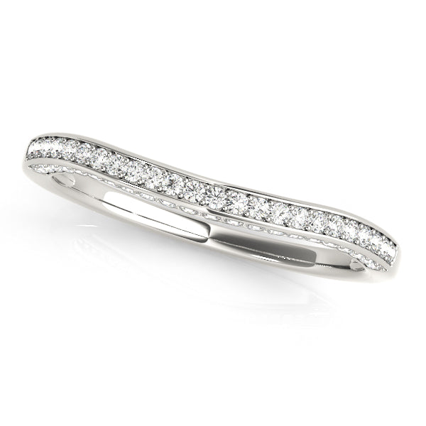 Prong in Channel Curved Half Eternity Ring in Gold & Platinum