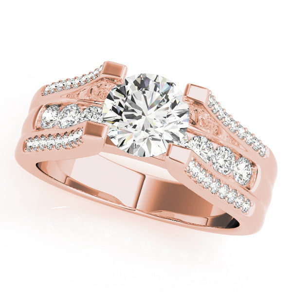 Timeless Multi-Row Round Diamond Engagement Ring in 10K/14K gold and platinum with certified lab-grown or natural diamonds