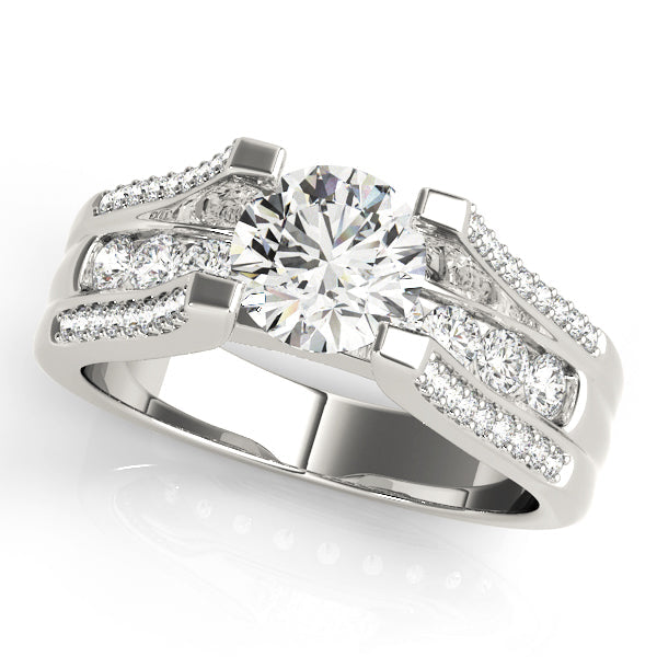 Timeless Multi-Row Round Diamond Engagement Ring in 10K/14K gold and platinum with certified lab-grown or natural diamonds