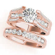 Timeless Multi-Row Round Diamond Engagement Ring in 10K/14K gold and platinum with certified lab-grown or natural diamonds