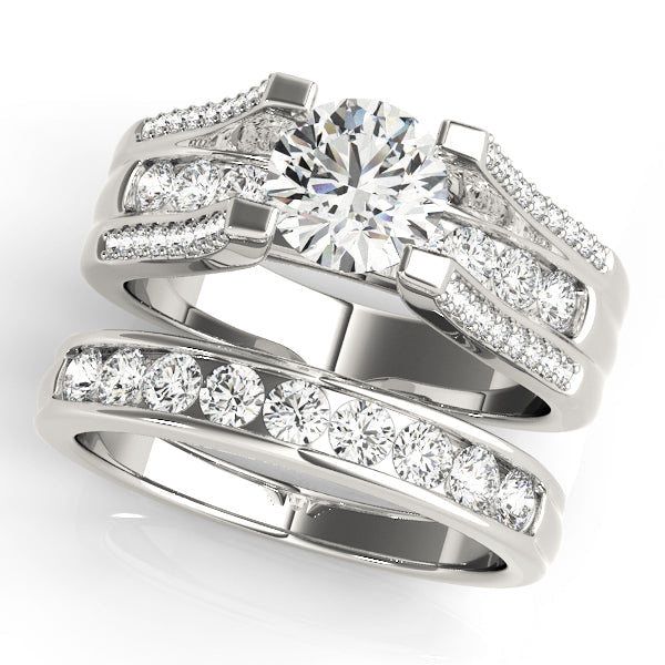 Timeless Multi-Row Round Diamond Engagement Ring in 10K/14K gold and platinum with certified lab-grown or natural diamonds