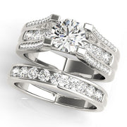 Timeless Multi-Row Round Diamond Engagement Ring in 10K/14K gold and platinum with certified lab-grown or natural diamonds